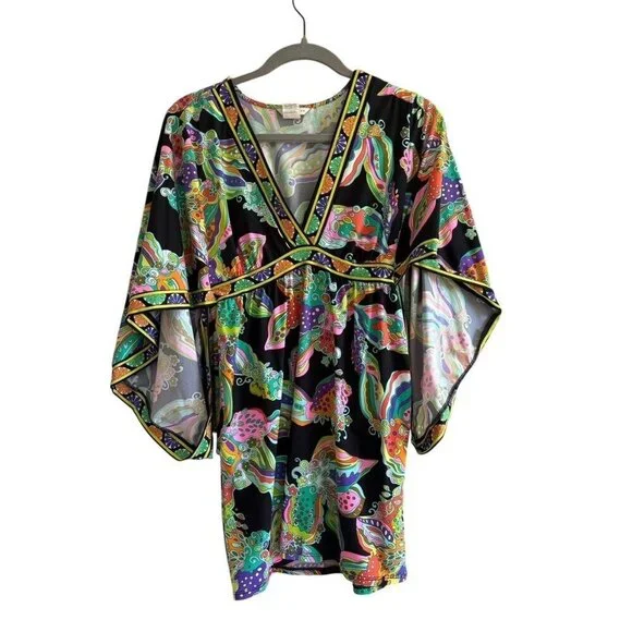 Trina Turk Sea Garden Floral Cover Up Mini Dress XS - Picture 3 of 7